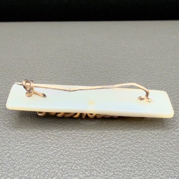 Vintage Mother Of Pearl Sweetheart Handwritten Copper Wired Brooch Pin - Picture 15 of 16